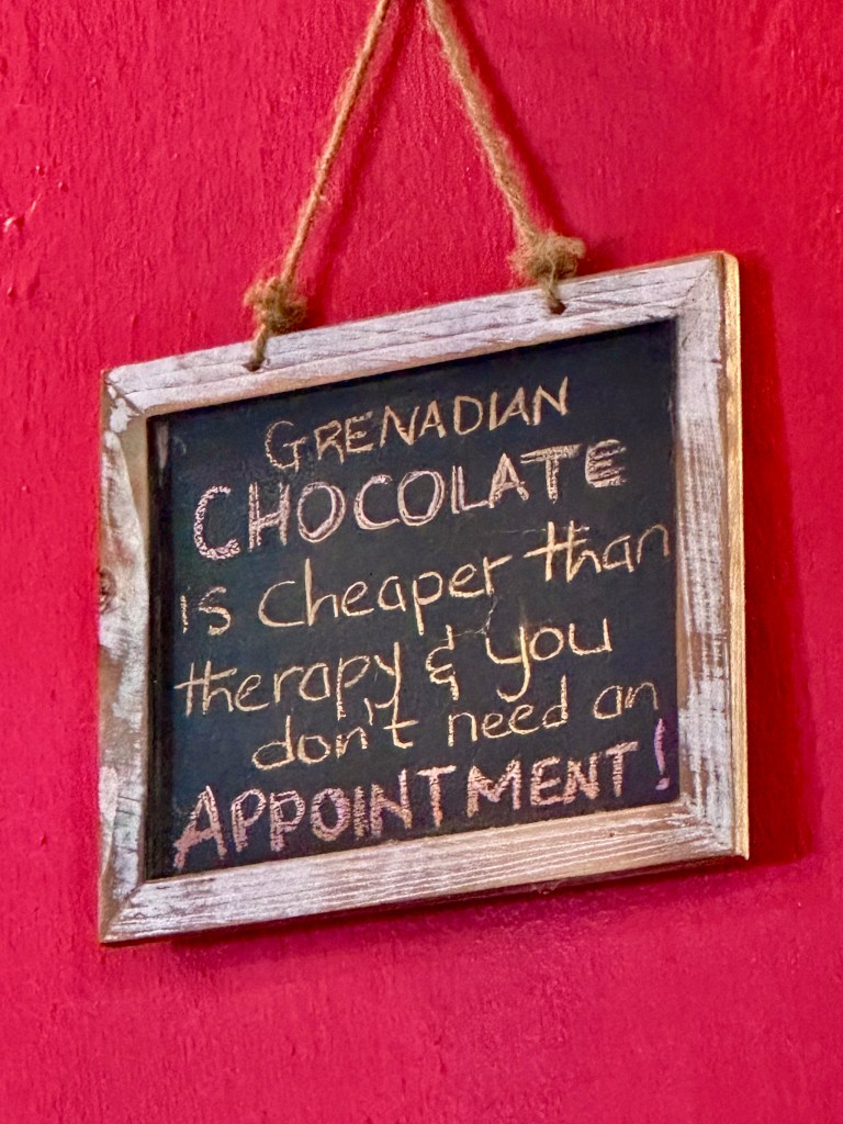 Signage at the House of Chocolate on the island of Grenada