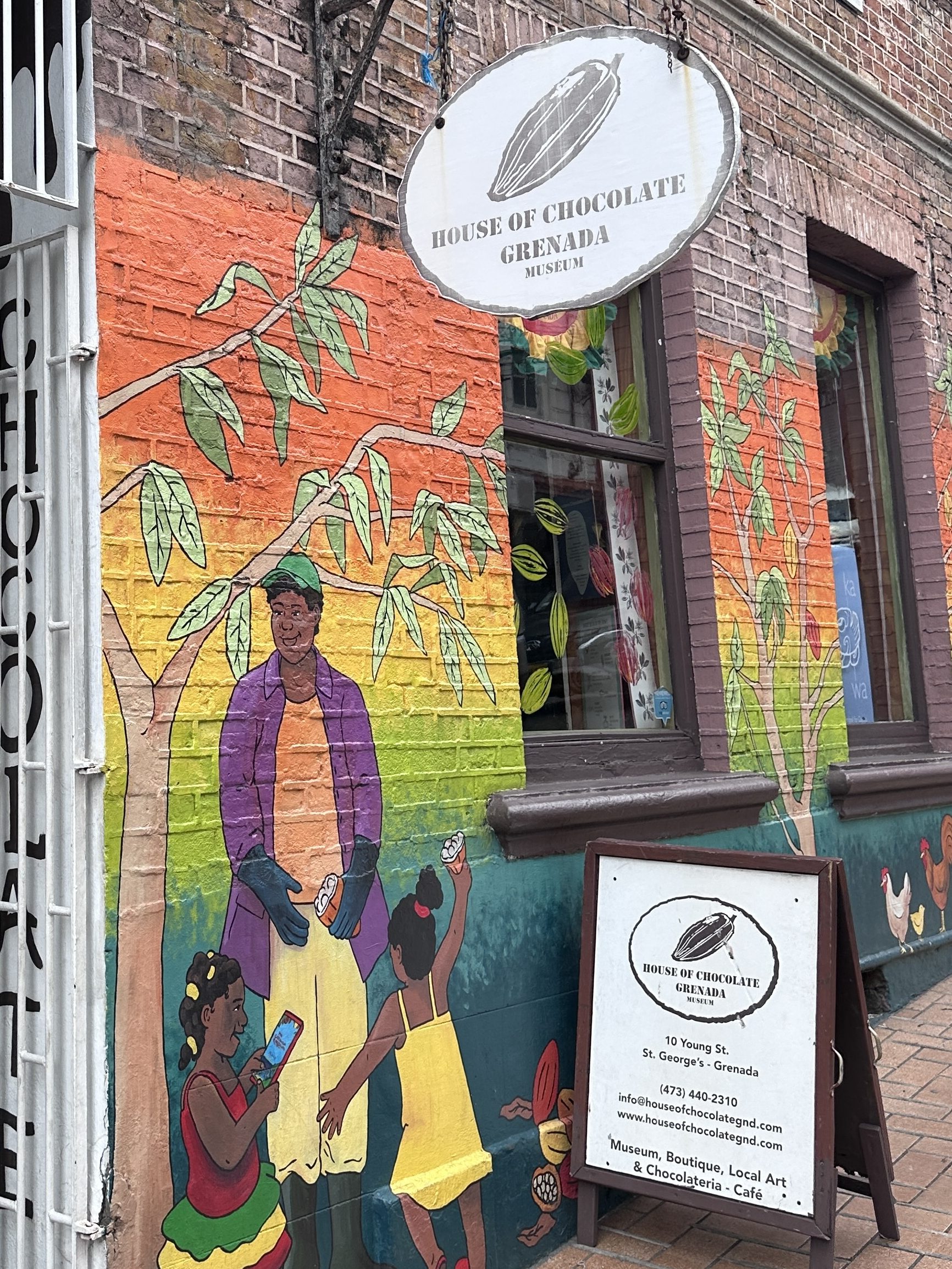 Entrance to House of Chocolate Boutique, Cafe and Museum on the island of Grenada, Caribbean
